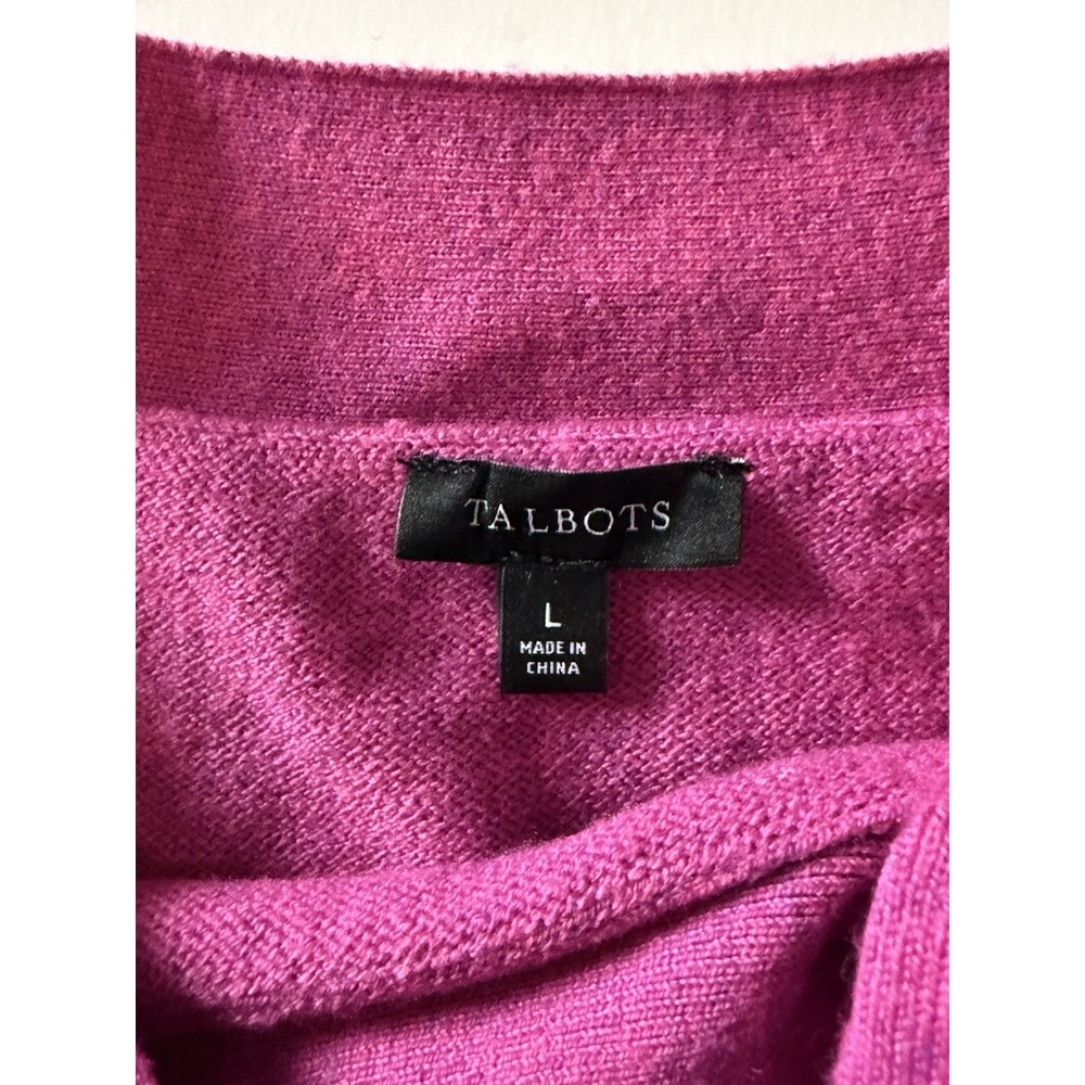 Talbots Tie Neck Soft Knit Poncho Cape Pink Purple Top Layer Sash Lightweight Lg - Picture 9 of 12